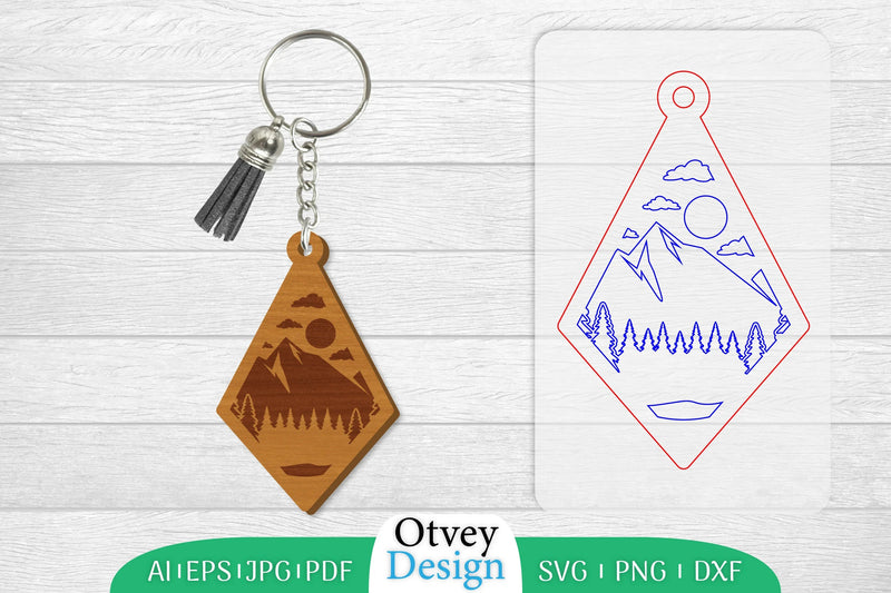 1776 Keychain Sunset Mountain Lasercut SVG Bundle - CraftNest - Digital Crafting and Art