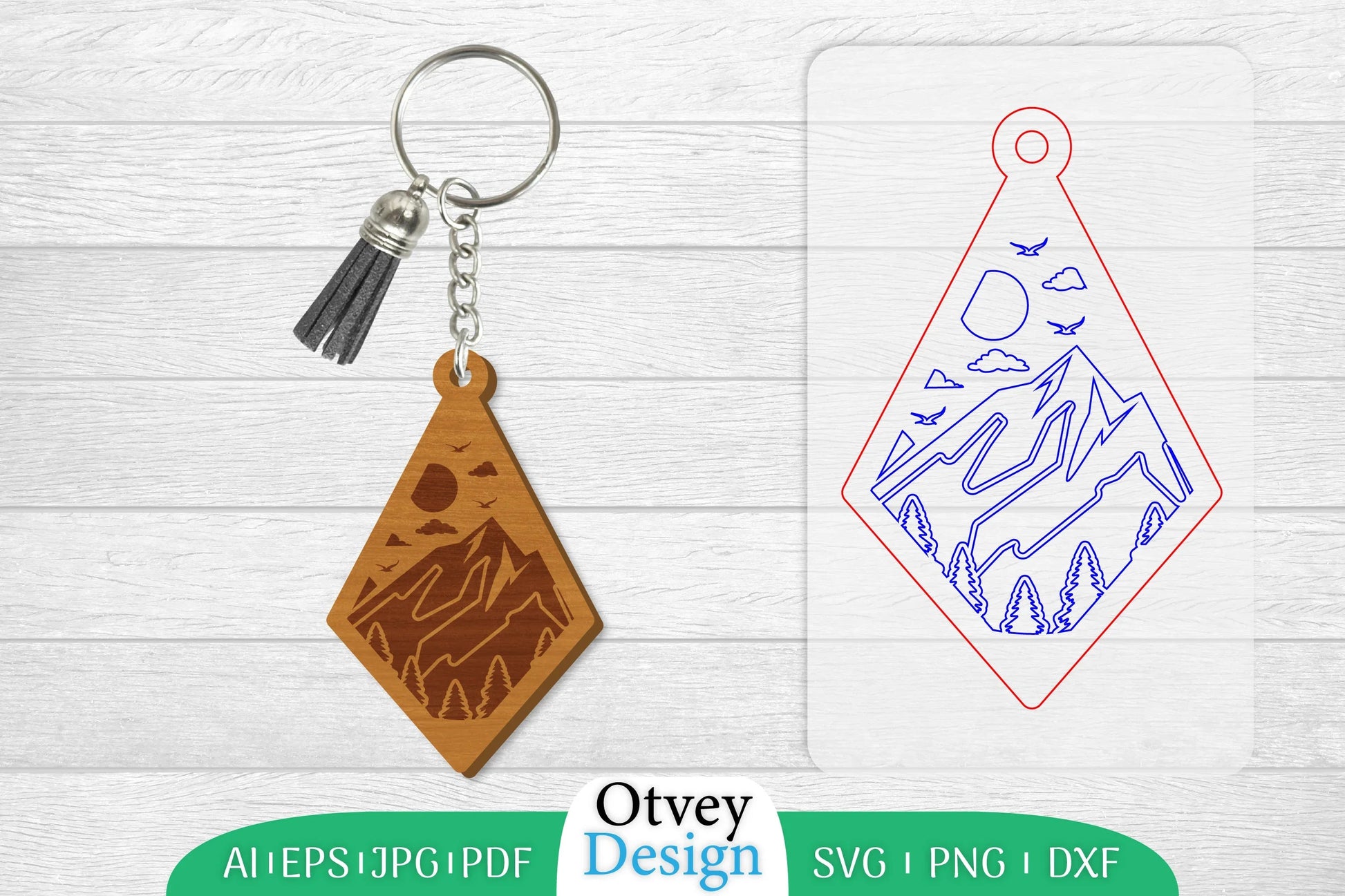 Keychain Sunset Mountain Lasercut SVG Bundle 39 - CraftNest - Digital Crafting and Art