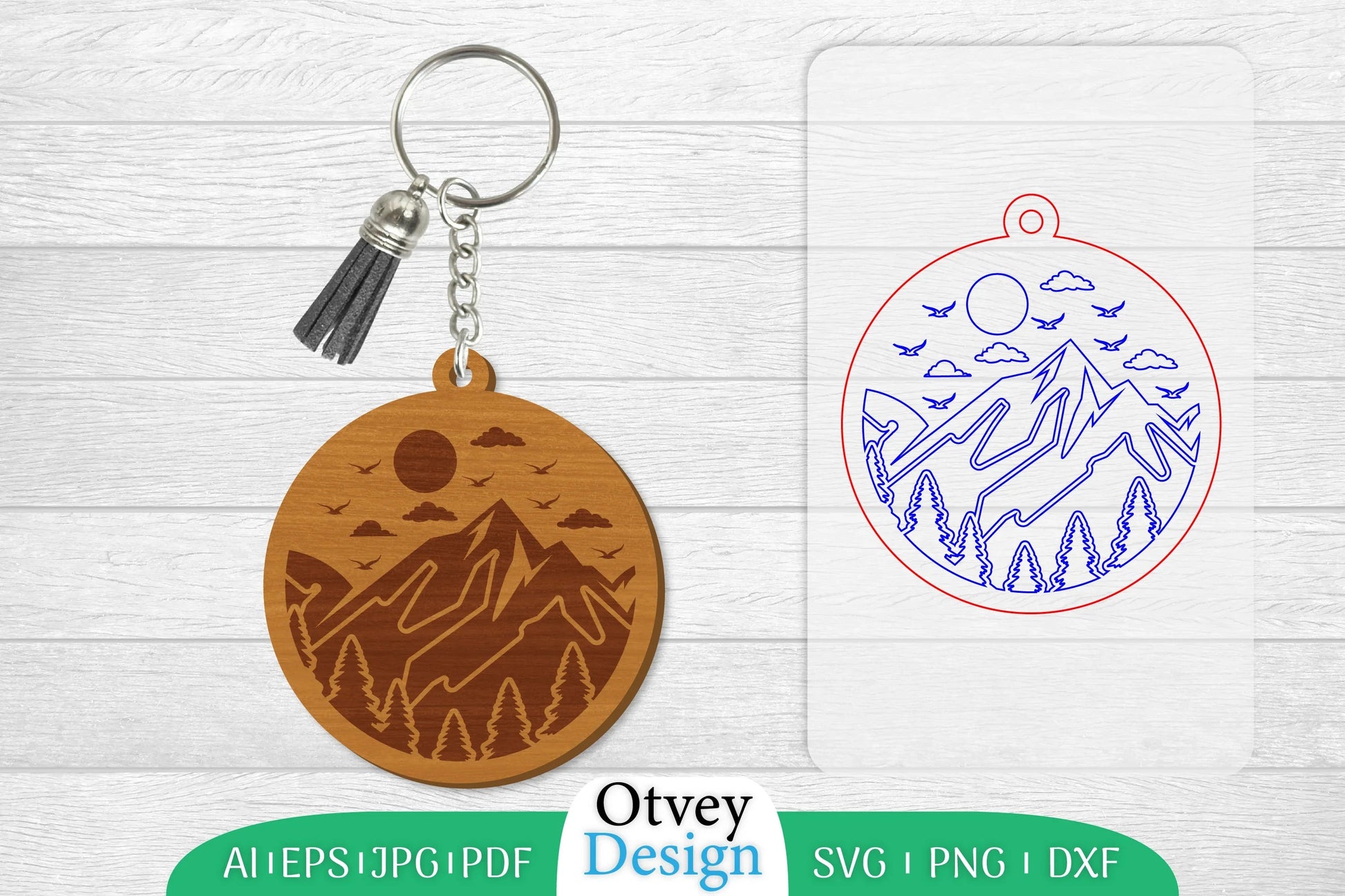 Keychain Sunset Mountain Lasercut SVG Bundle 15 - CraftNest - Digital Crafting and Art