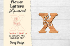 Flower Letters Laser Cut SVG Bundle 139 - CraftNest - Digital Crafting and Art