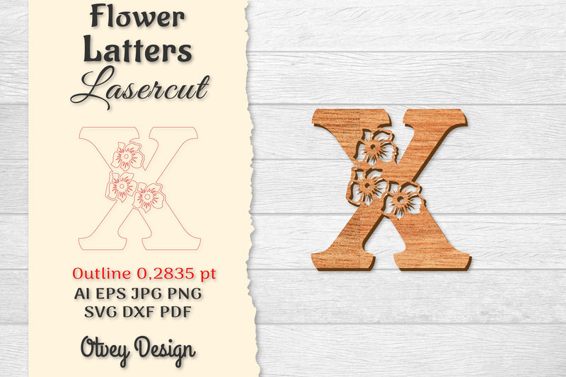 Flower Letters Laser Cut SVG Bundle 139 - CraftNest - Digital Crafting and Art