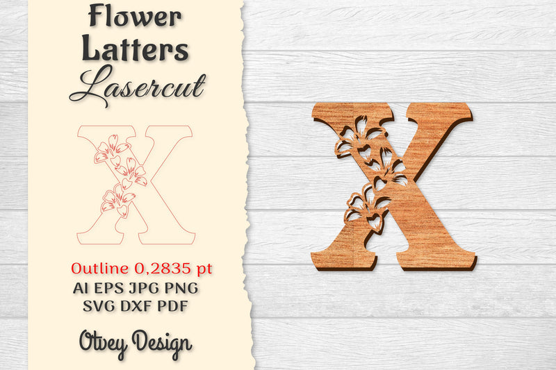 Flower Letters Laser Cut SVG Bundle 151 - CraftNest - Digital Crafting and Art