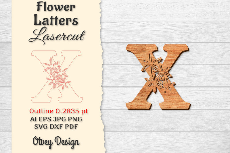 Flower Letters Laser Cut SVG Bundle 59 - CraftNest - Digital Crafting and Art