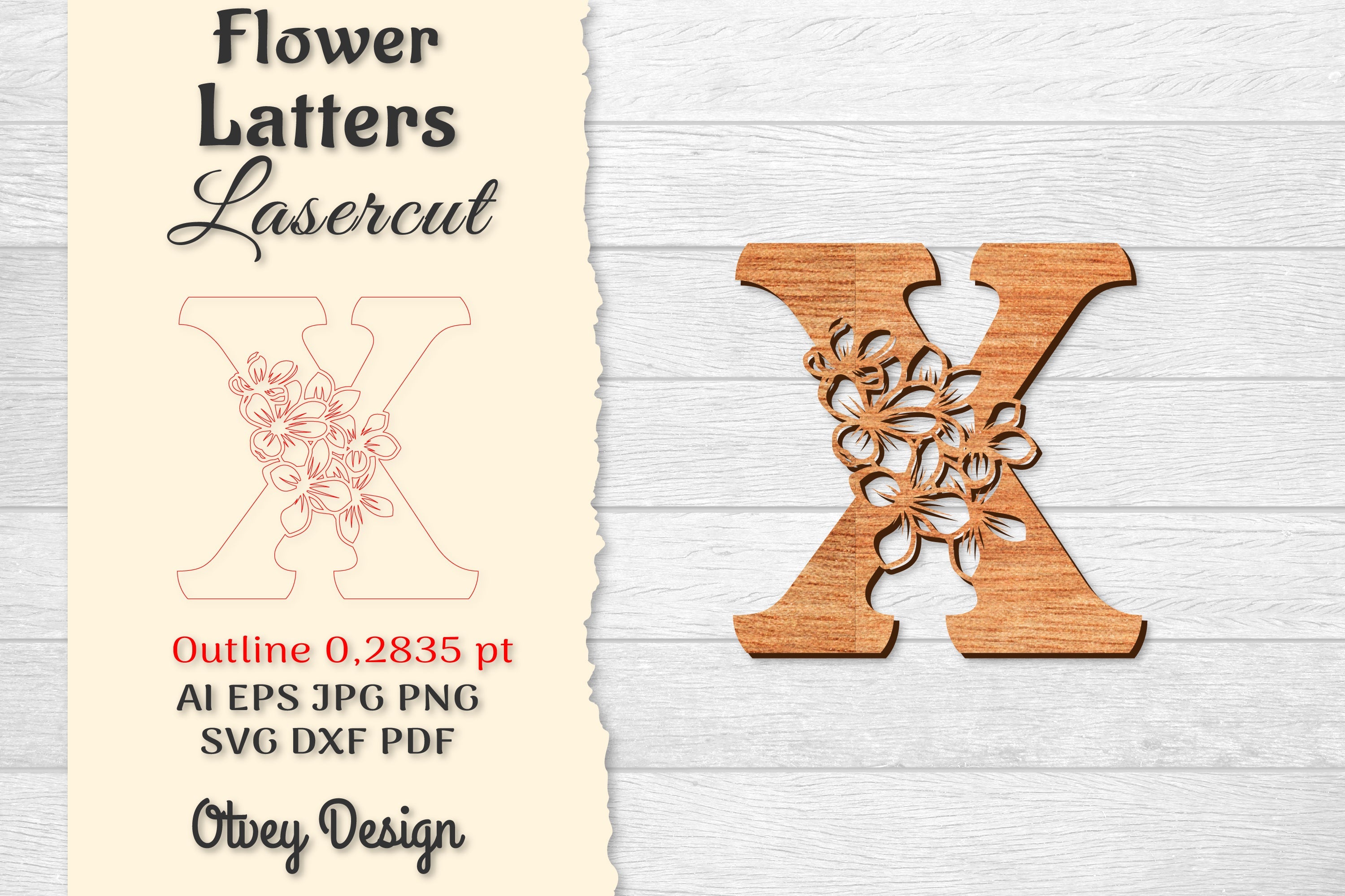 Flower Letters Laser Cut SVG Bundle 165 - CraftNest - Digital Crafting and Art