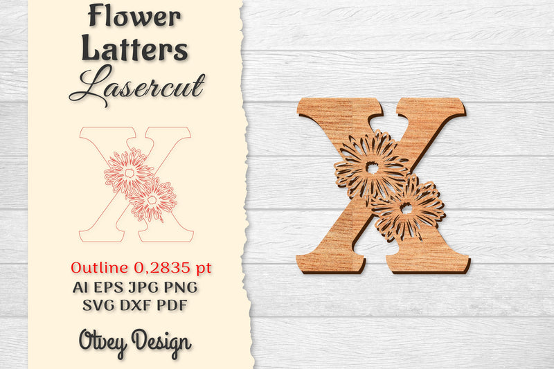 Flower Letters Laser Cut SVG Bundle 76 - CraftNest - Digital Crafting and Art