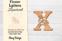 Flower Letters Laser Cut File SVG Bundle 93 - CraftNest - Digital Crafting and Art