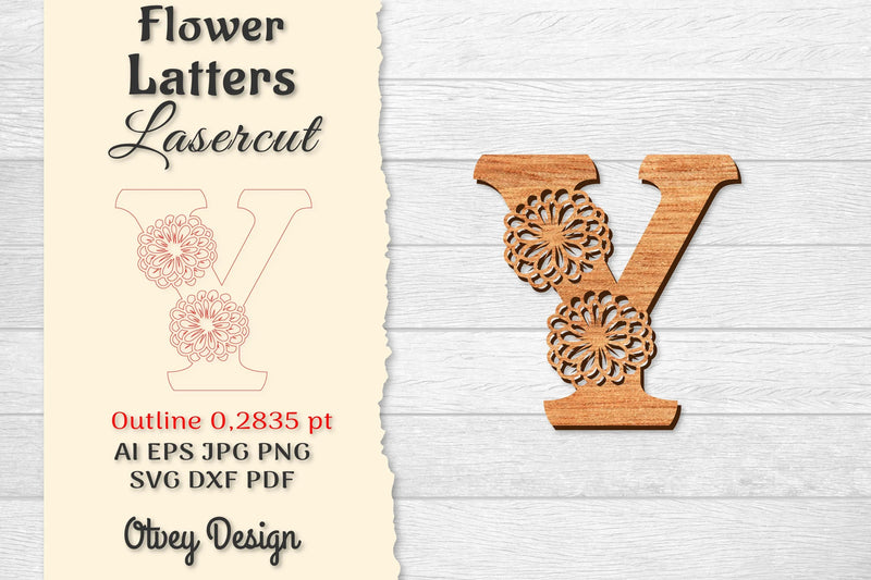 Flower Letters Laser Cut SVG Bundle 48 - CraftNest - Digital Crafting and Art