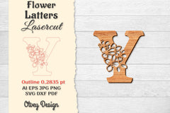 Flower Letters Laser Cut SVG Bundle 166 - CraftNest - Digital Crafting and Art