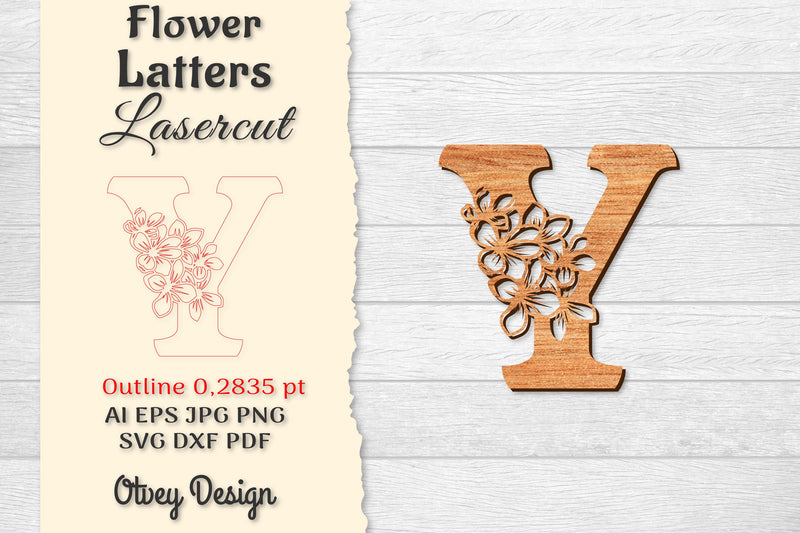 Flower Letters Laser Cut SVG Bundle 166 - CraftNest - Digital Crafting and Art