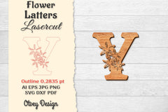 Flower Letters Laser Cut SVG Bundle 60 - CraftNest - Digital Crafting and Art
