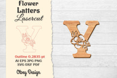 Flower Letters Laser Cut SVG Bundle 86 - CraftNest - Digital Crafting and Art