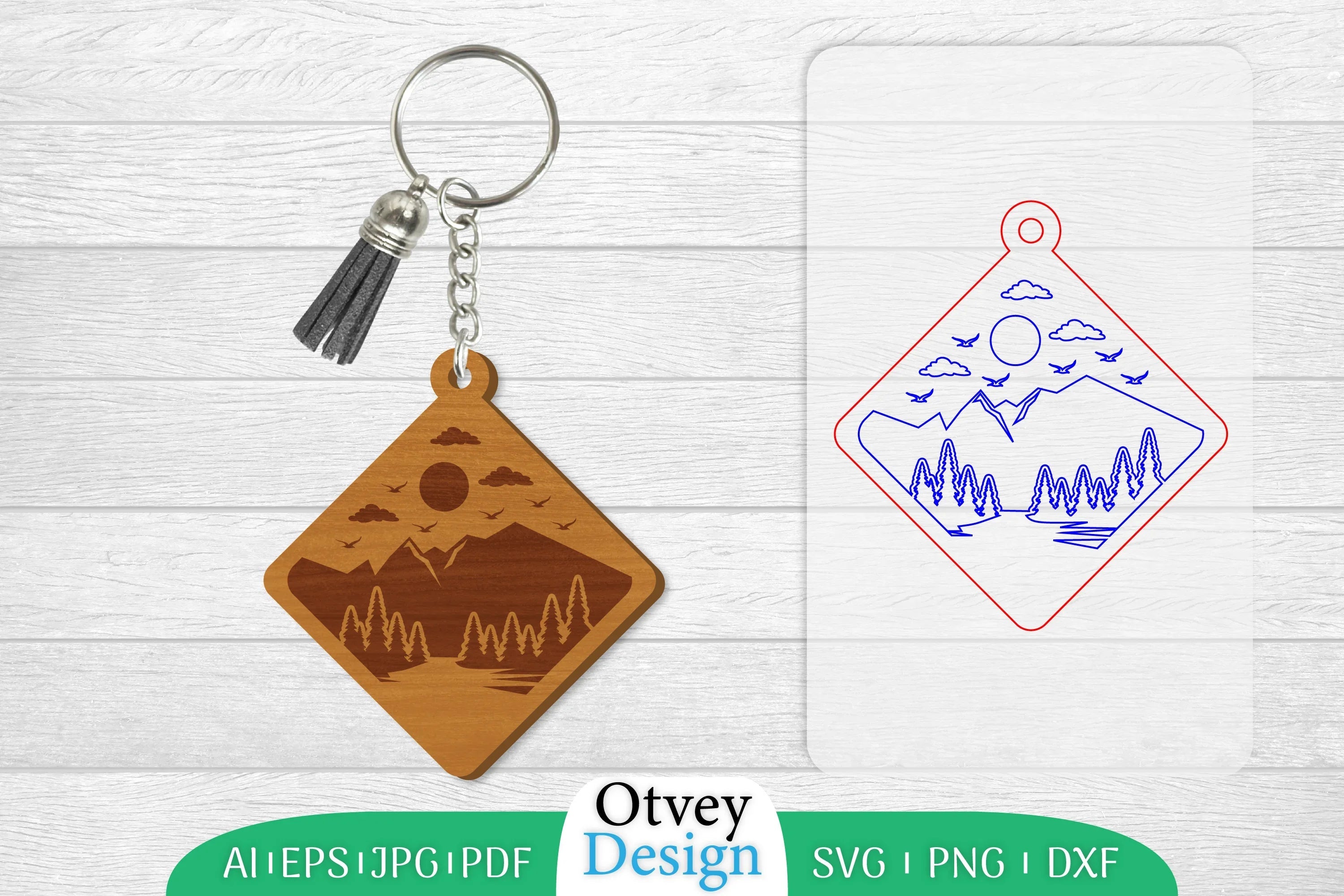 Keychain Sunset Mountain Lasercut SVG Bundle 56 - CraftNest - Digital Crafting and Art