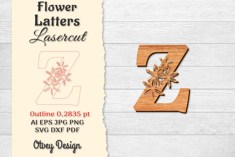 Flower Letters Laser Cut SVG Bundle 61 - CraftNest - Digital Crafting and Art