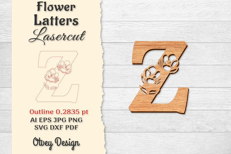 Flower Letters Laser Cut SVG Bundle 105 - CraftNest - Digital Crafting and Art