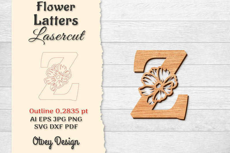 Flower Letters Laser Cut File SVG Bundle 63 - CraftNest - Digital Crafting and Art