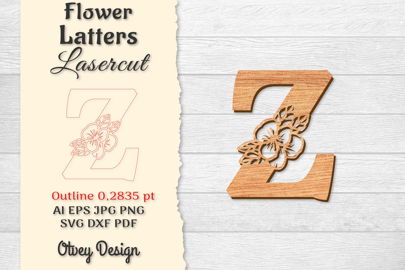 Flower Letters Laser Cut File SVG Bundle 94 - CraftNest - Digital Crafting and Art