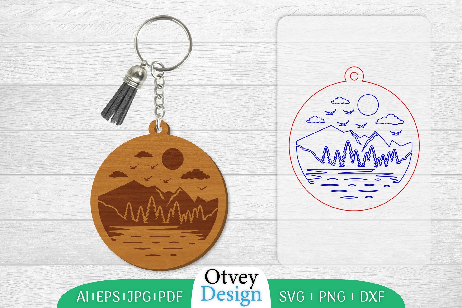 Keychain Sunset Mountain Lasercut SVG Bundle 18 - CraftNest - Digital Crafting and Art