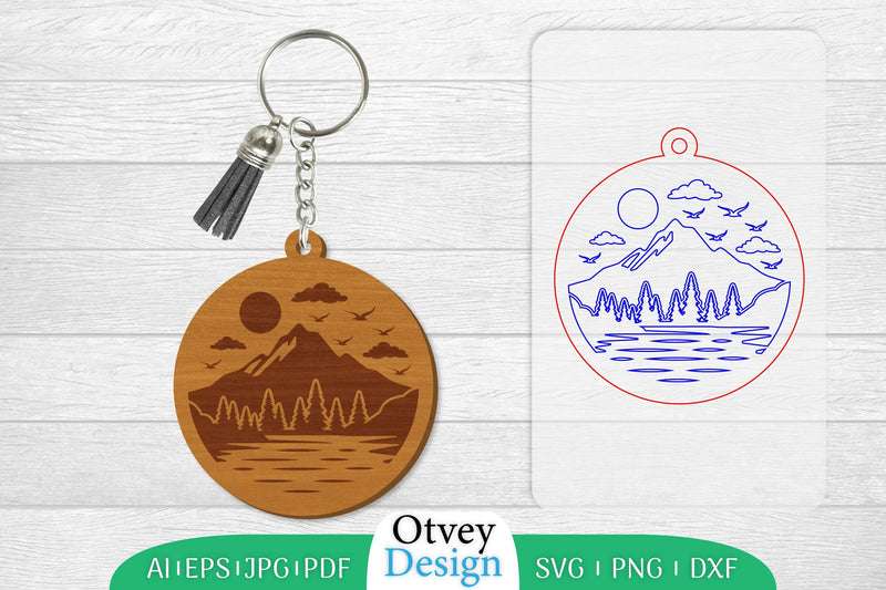 Keychain Sunset Mountain Lasercut SVG Bundle 19 - CraftNest - Digital Crafting and Art
