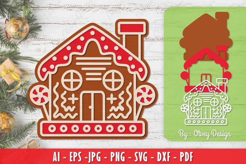 Gingerbread House Laser Cut Merry Christmas SVG Bundle 5 - CraftNest - Digital Crafting and Art