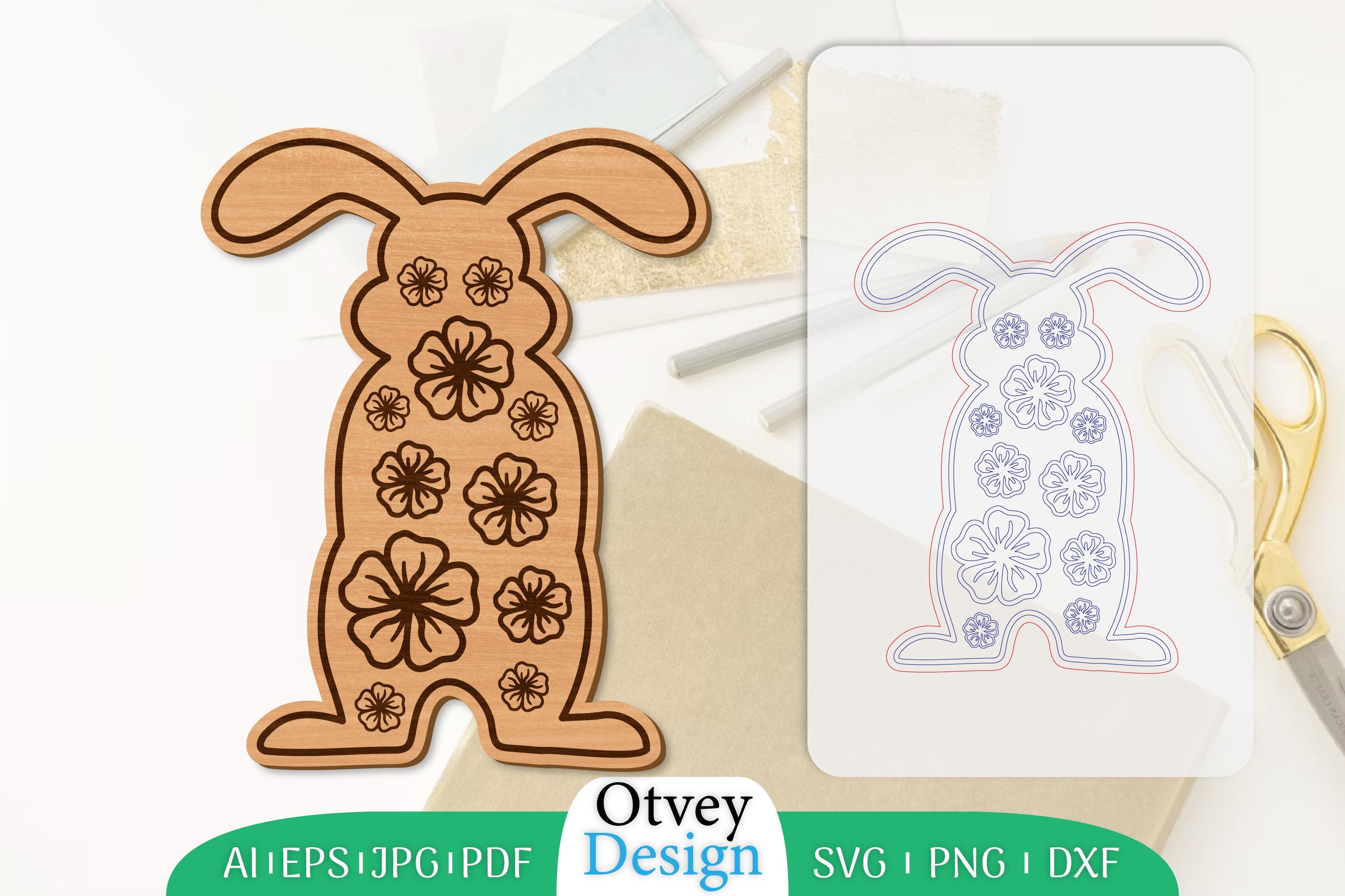 Rabbit Flower Lasercut SVG Bundle 2 - CraftNest - Digital Crafting and Art
