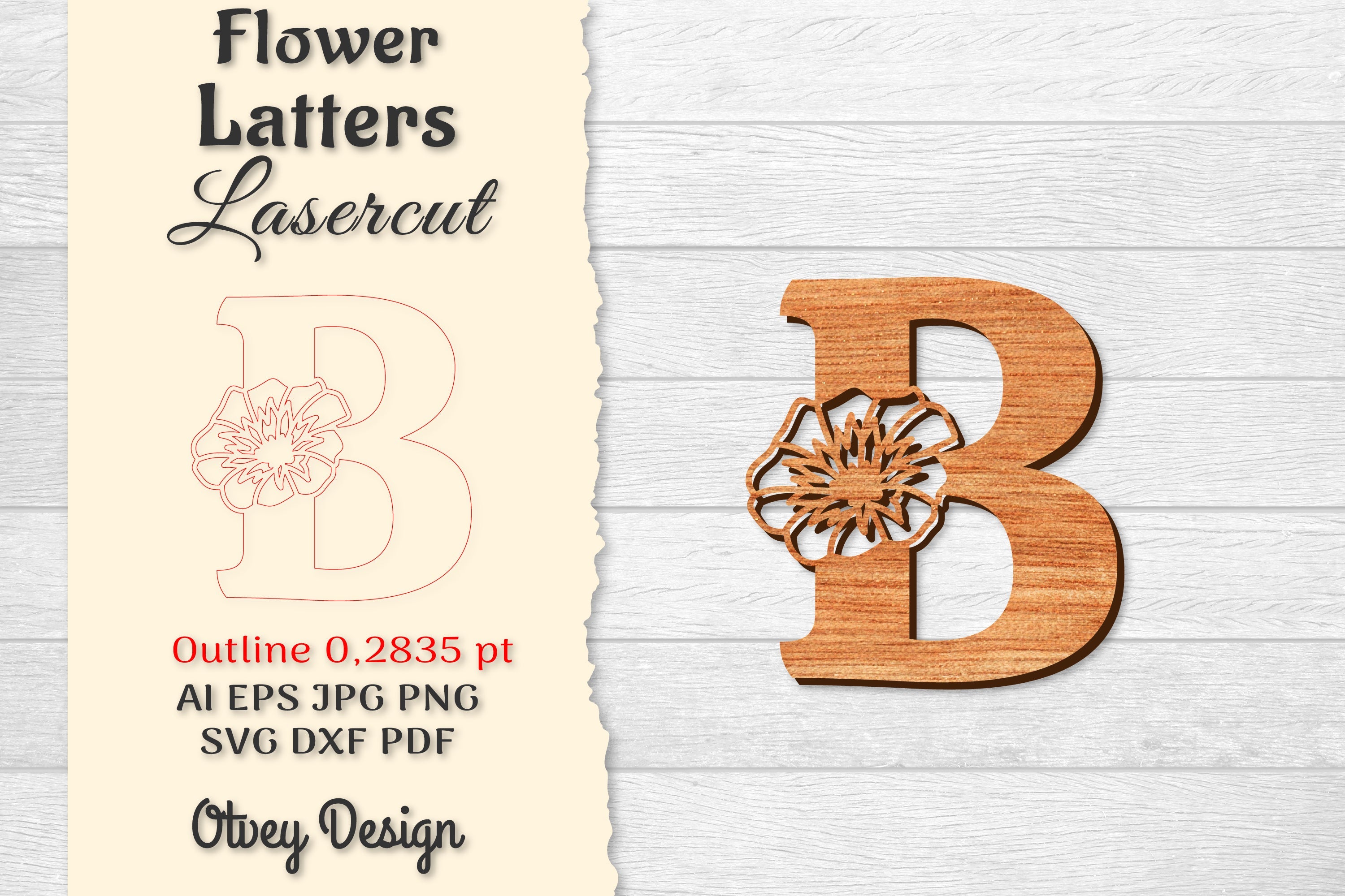 Flower Letters Laser Cut File SVG Bundle 6 - CraftNest - Digital Crafting and Art