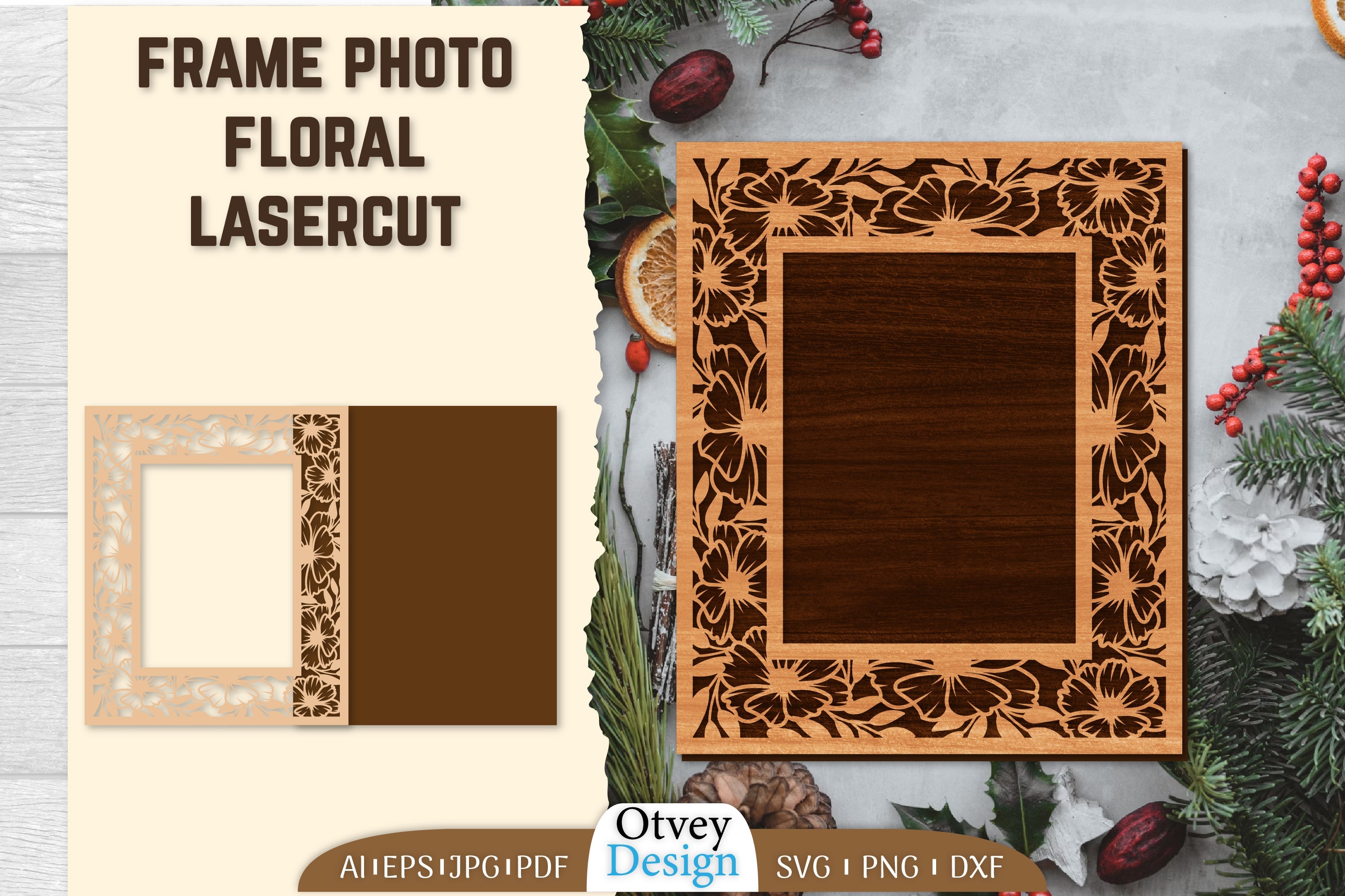 Floral Lasercut 2-Frame Photo SVG Bundle 2 - CraftNest - Digital Crafting and Art