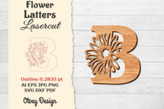 Flower Letters Laser Cut SVG Bundle 2 - CraftNest - Digital Crafting and Art