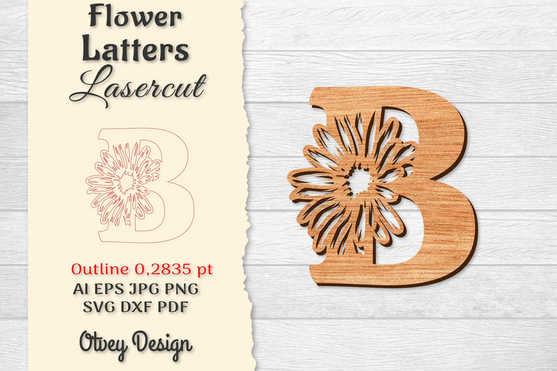 Flower Letters Laser Cut SVG Bundle 2 - CraftNest - Digital Crafting and Art