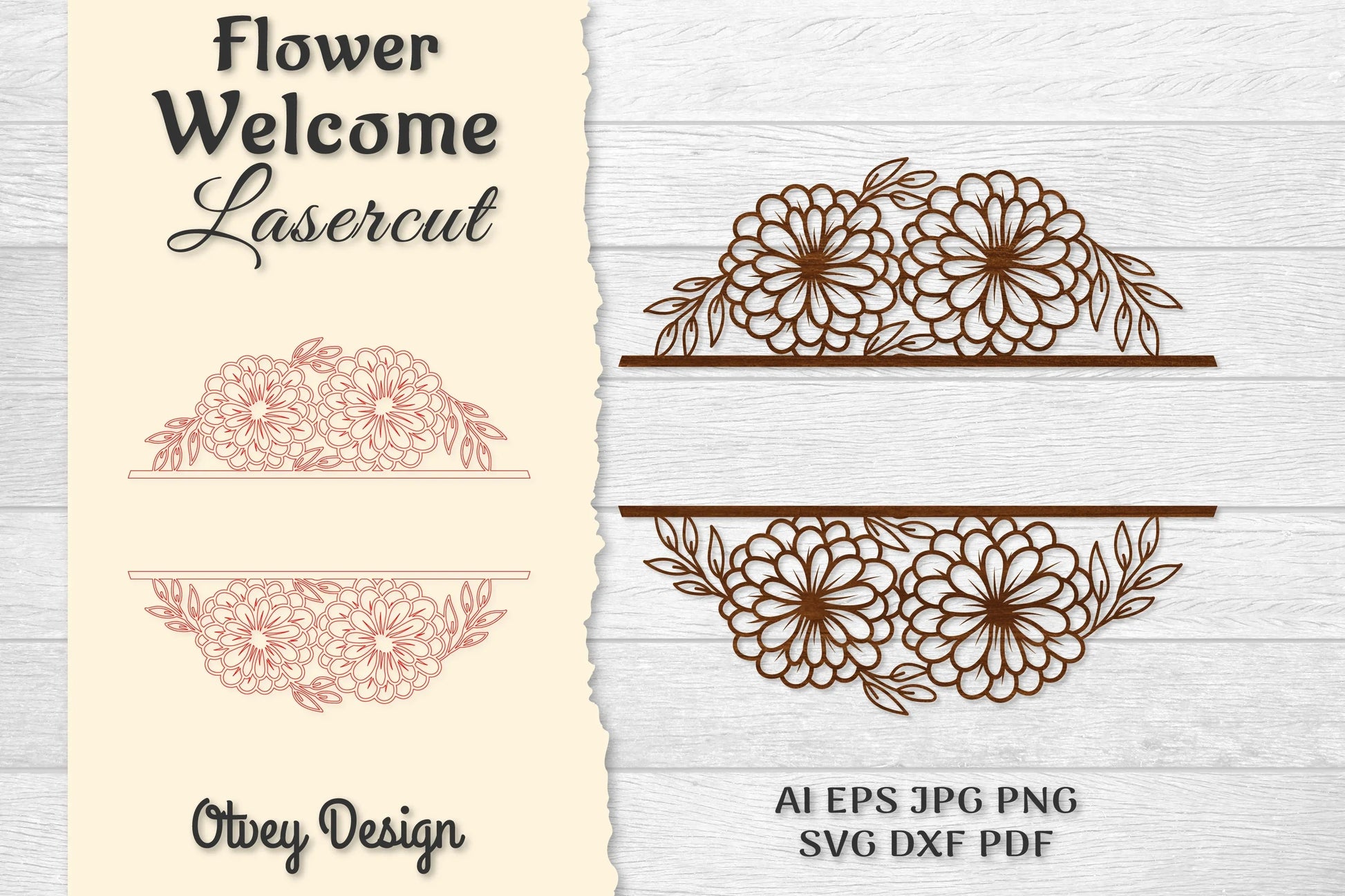 Flower Welcome Slip Lasercut SVG Bundle 2 - CraftNest - Digital Crafting and Art