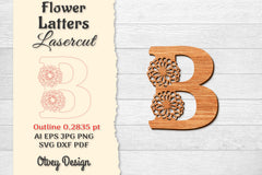 Flower Letters Laser Cut SVG Bundle 37 - CraftNest - Digital Crafting and Art
