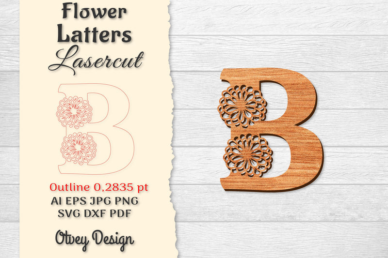 Flower Letters Laser Cut SVG Bundle 37 - CraftNest - Digital Crafting and Art