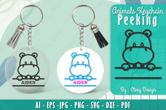 Animals Peeking Keychain SVG Bundle 8 - CraftNest - Digital Crafting and Art