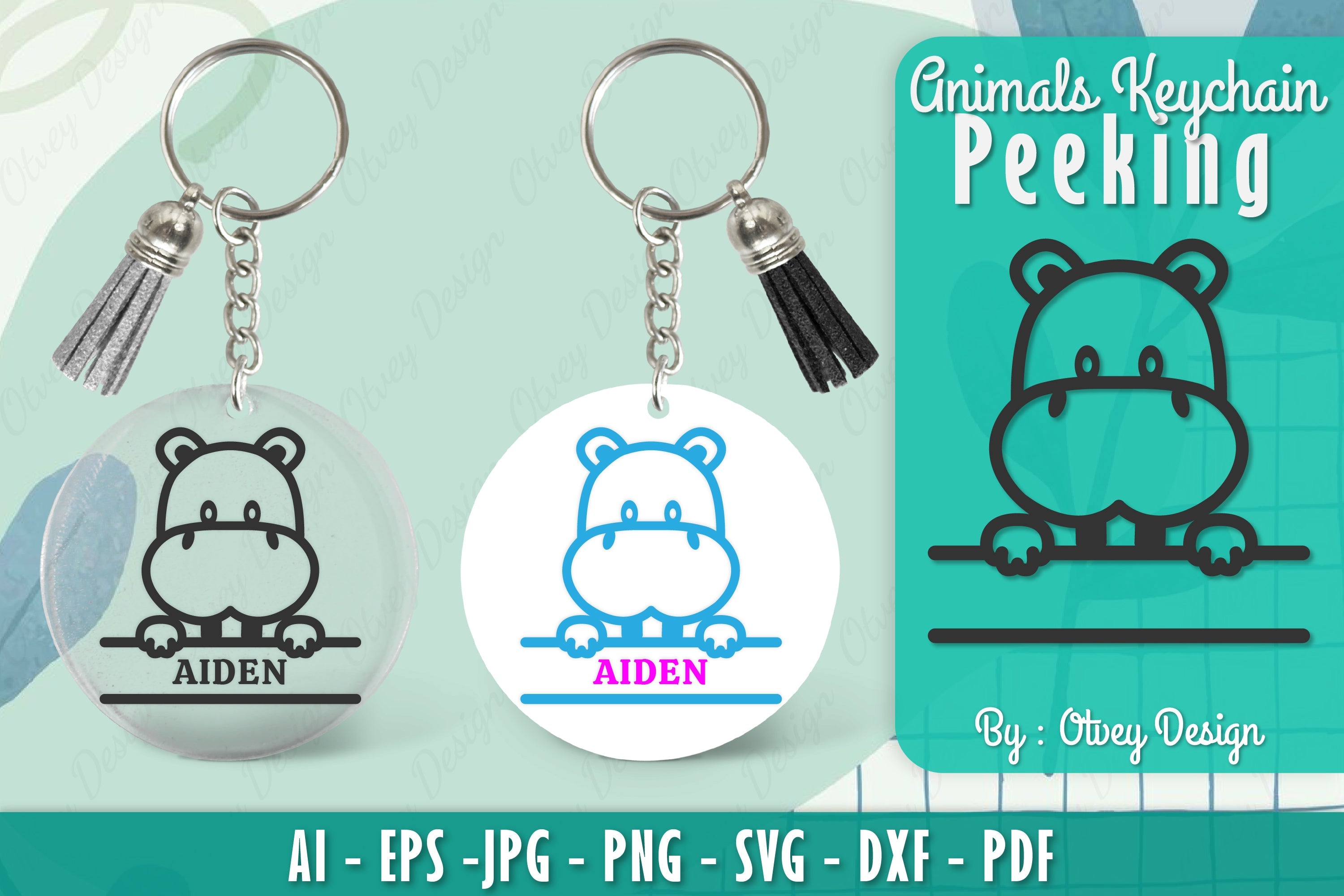 Animals Peeking Keychain SVG Bundle 8 - CraftNest - Digital Crafting and Art