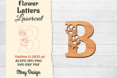 5 Flower Letters Laser Cut SVG Bundle 88 - CraftNest - Digital Crafting and Art