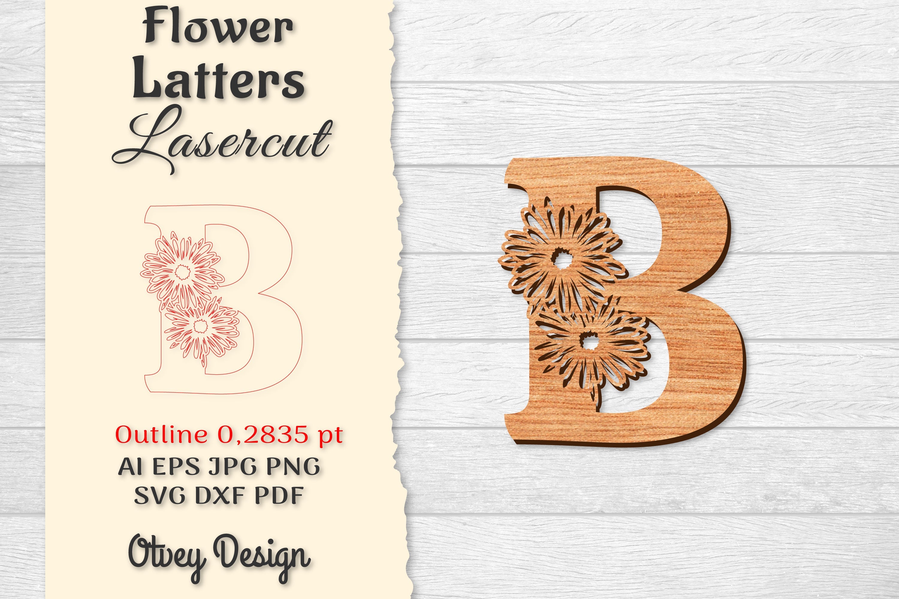 Flower Letters Laser Cut File SVG Bundle 64 - CraftNest - Digital Crafting and Art