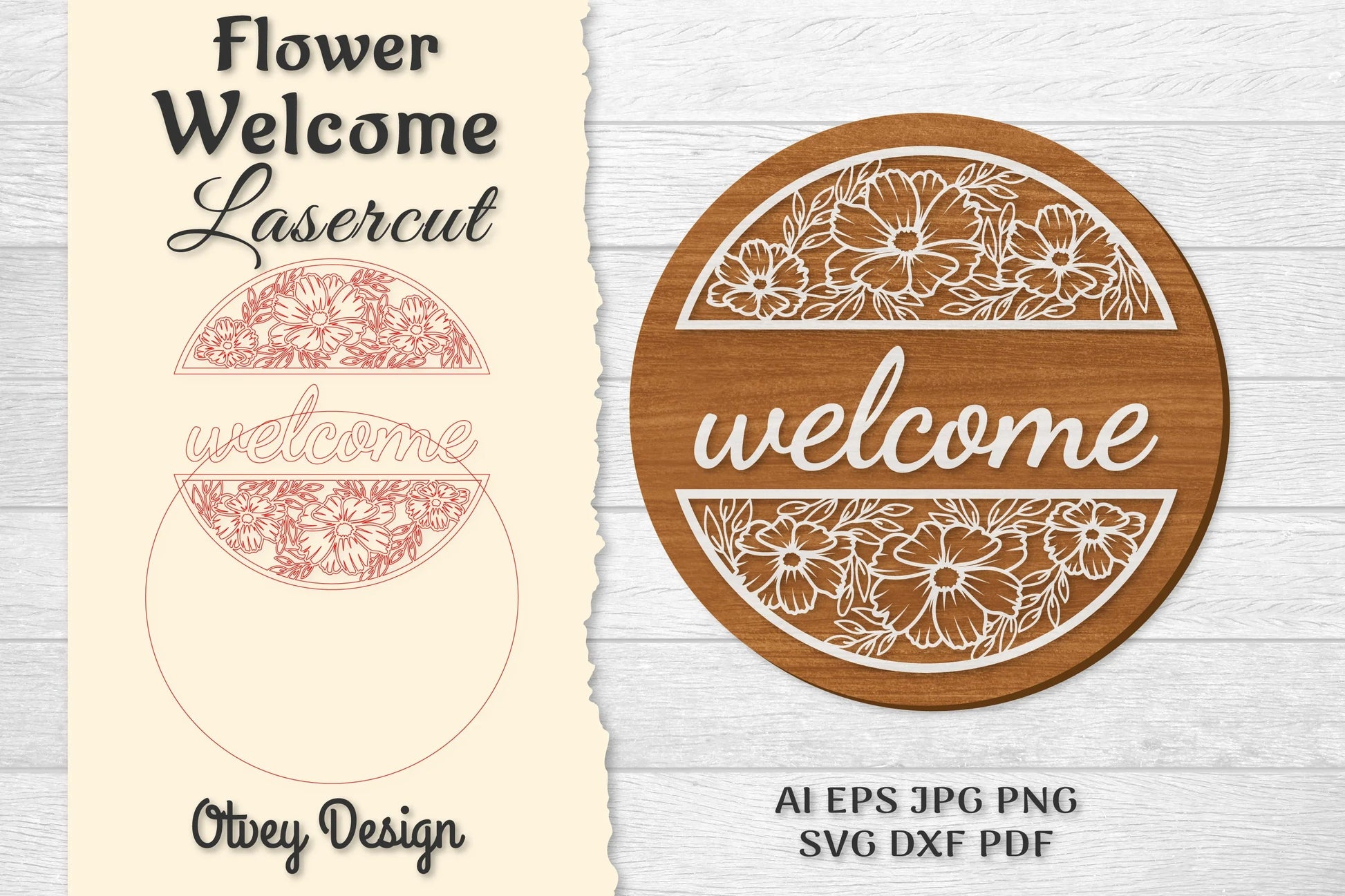 Flower Welcome Lasercut SVG Bundle 401 - CraftNest - Digital Crafting and Art