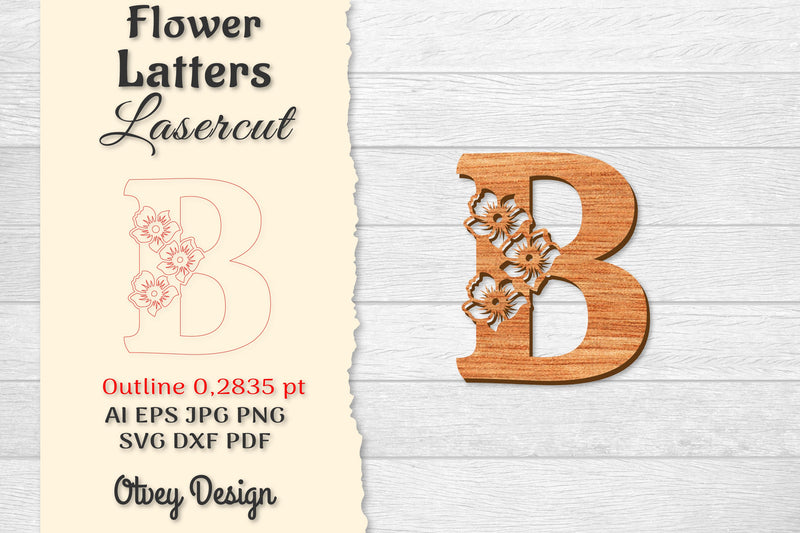 Flower Letters Laser Cut SVG Bundle 124 - CraftNest - Digital Crafting and Art