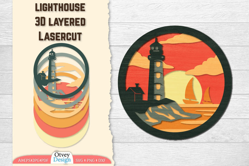 Lighthouse 3D Layered Lasercut SVG Bundle 2 - CraftNest - Digital Crafting and Art