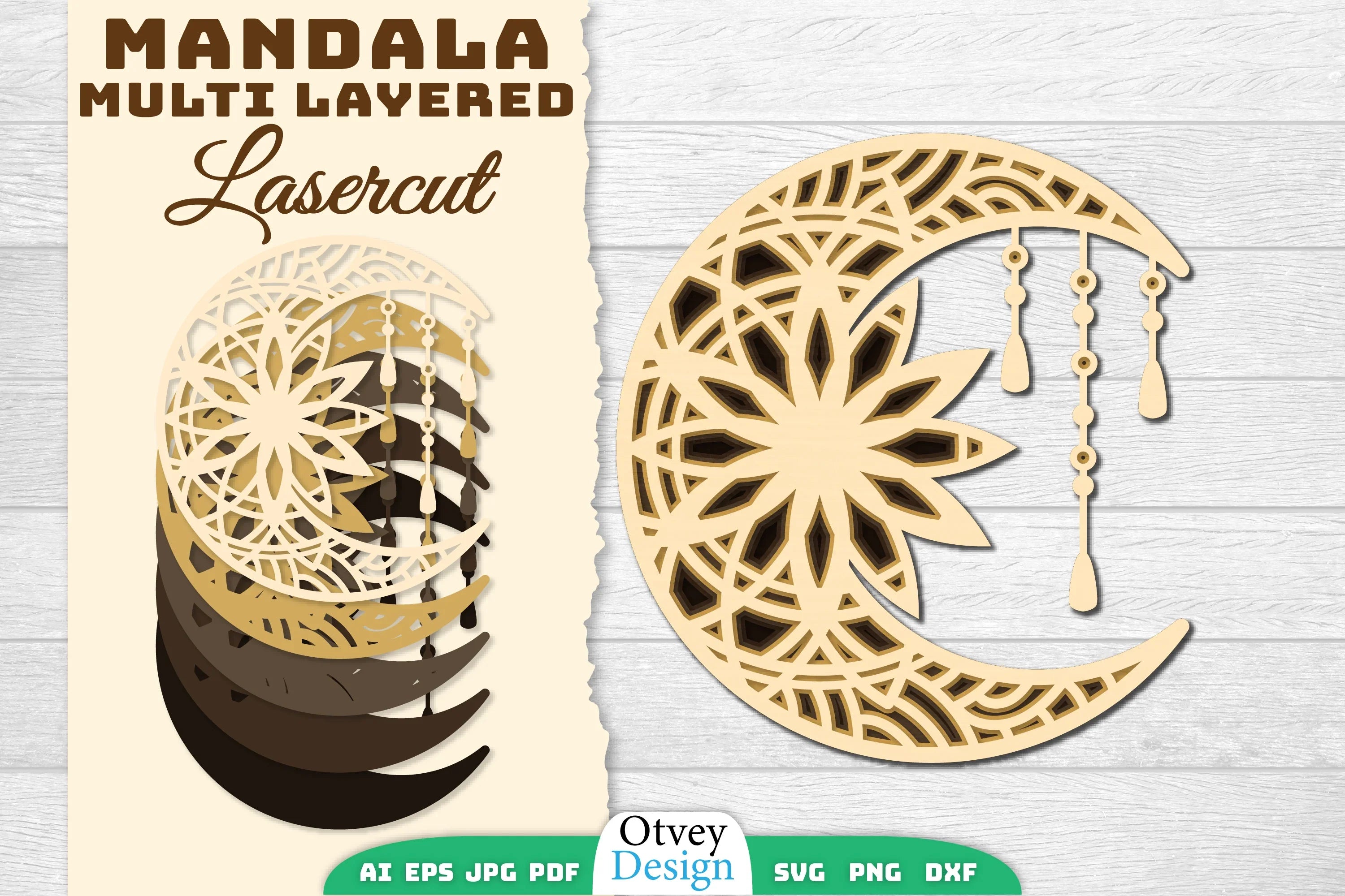 Mandala Moon Layered Lasercut SVG Bundle 2 - CraftNest - Digital Crafting and Art