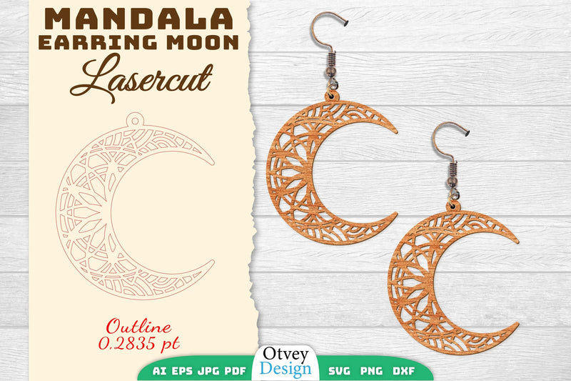 Earring Moon Mandala Lasercut SVG Bundle 10 - CraftNest - Digital Crafting and Art