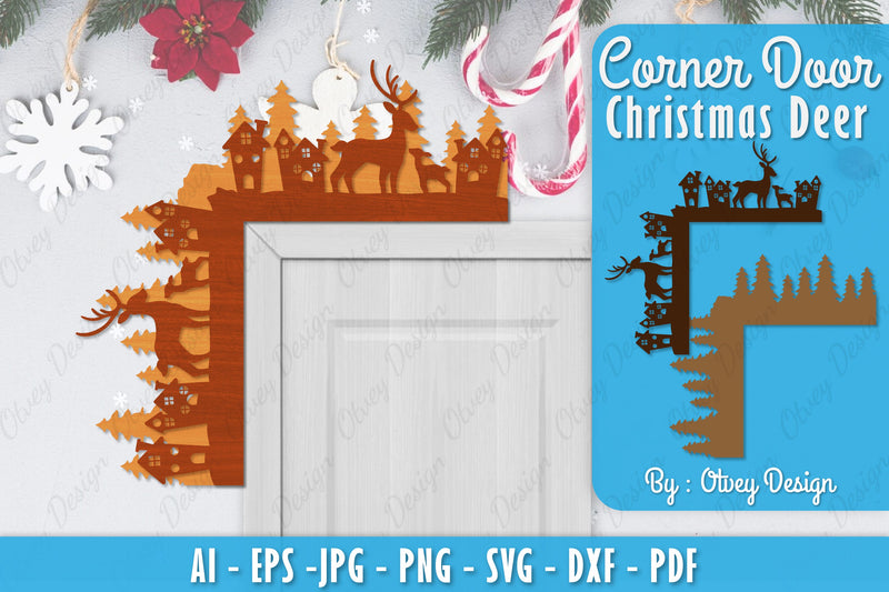 Christmas Deer Door Corner Lasercut SVG Bundle 3 - CraftNest - Digital Crafting and Art