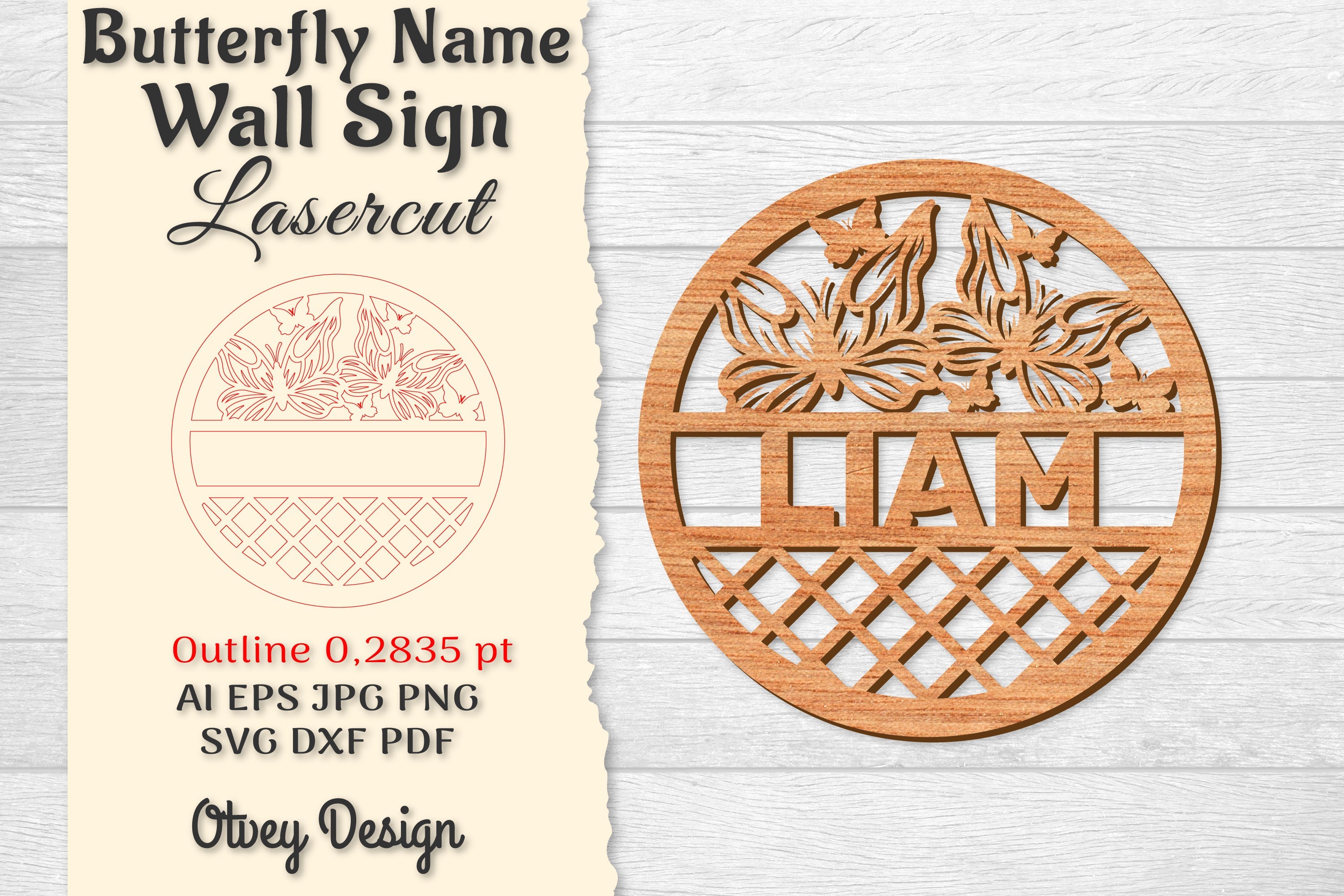 Butterfly Name Wall Art Sign SVG Bundle 2 - CraftNest - Digital Crafting and Art