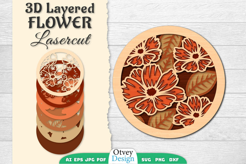 3D Layered Flower Lasercut SVG Bundle 6 - CraftNest - Digital Crafting and Art