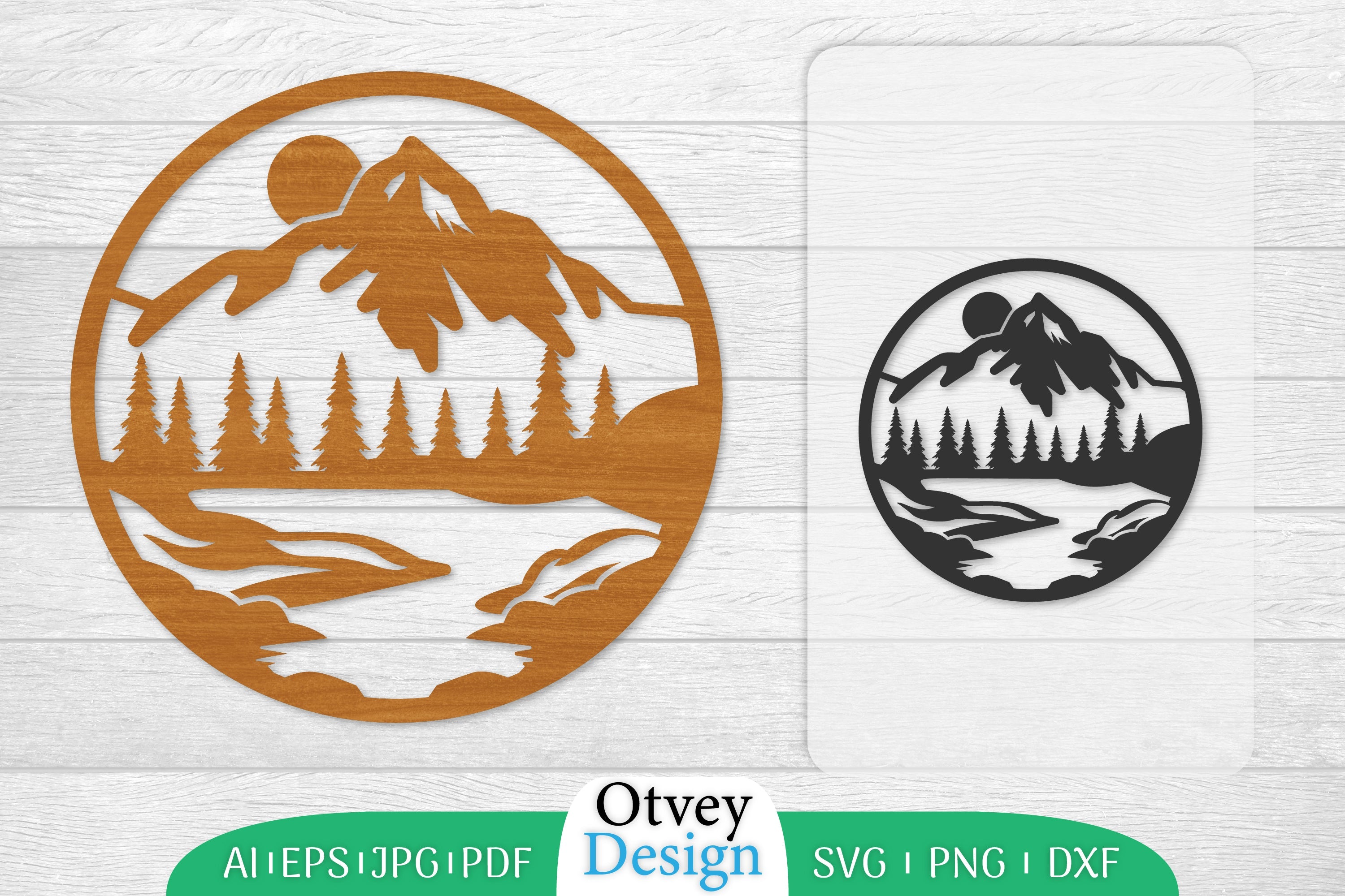 Sunset Mountain Lasercut Wall Decor SVG Bundle 5 - CraftNest - Digital Crafting and Art