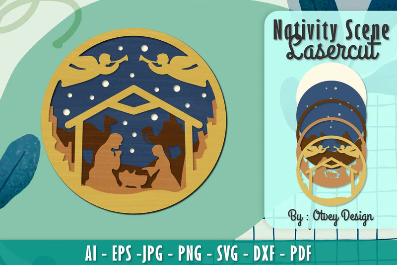 Nativity Scene Religious Christmas Layered Papercut Lasercut SVG Bundle - CraftNest - Digital Crafting and Art