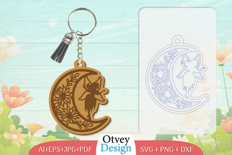 Fairy in the Moon Keychain SVG Bundle - CraftNest - Digital Crafting and Art