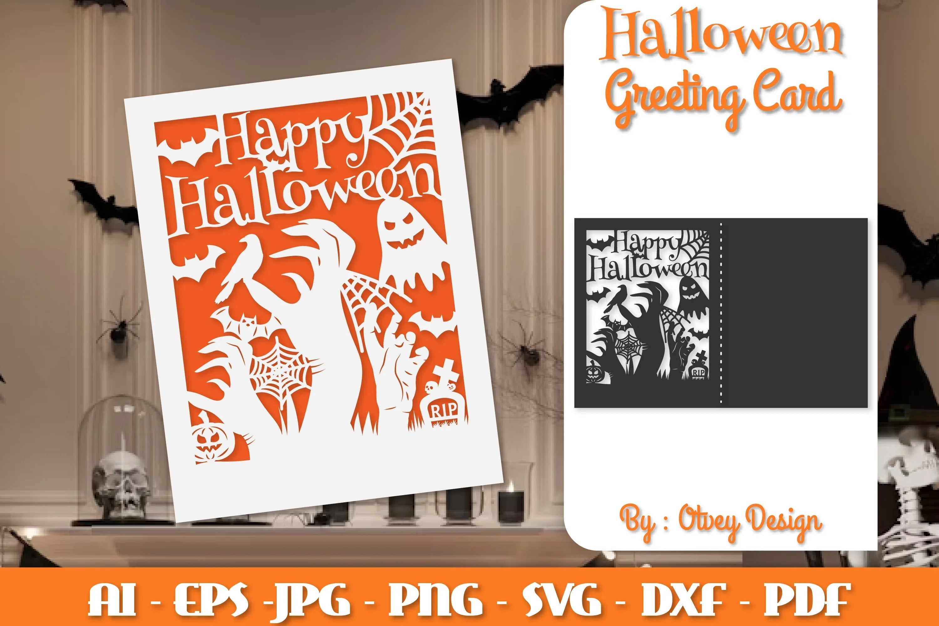 Halloween Scene Greeting Card SVG Bundle - CraftNest - Digital Crafting and Art