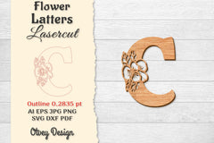 Flower Letters Laser Cut File SVG Bundle 79 - CraftNest - Digital Crafting and Art