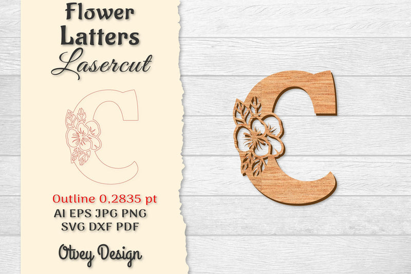 Flower Letters Laser Cut File SVG Bundle 79 - CraftNest - Digital Crafting and Art