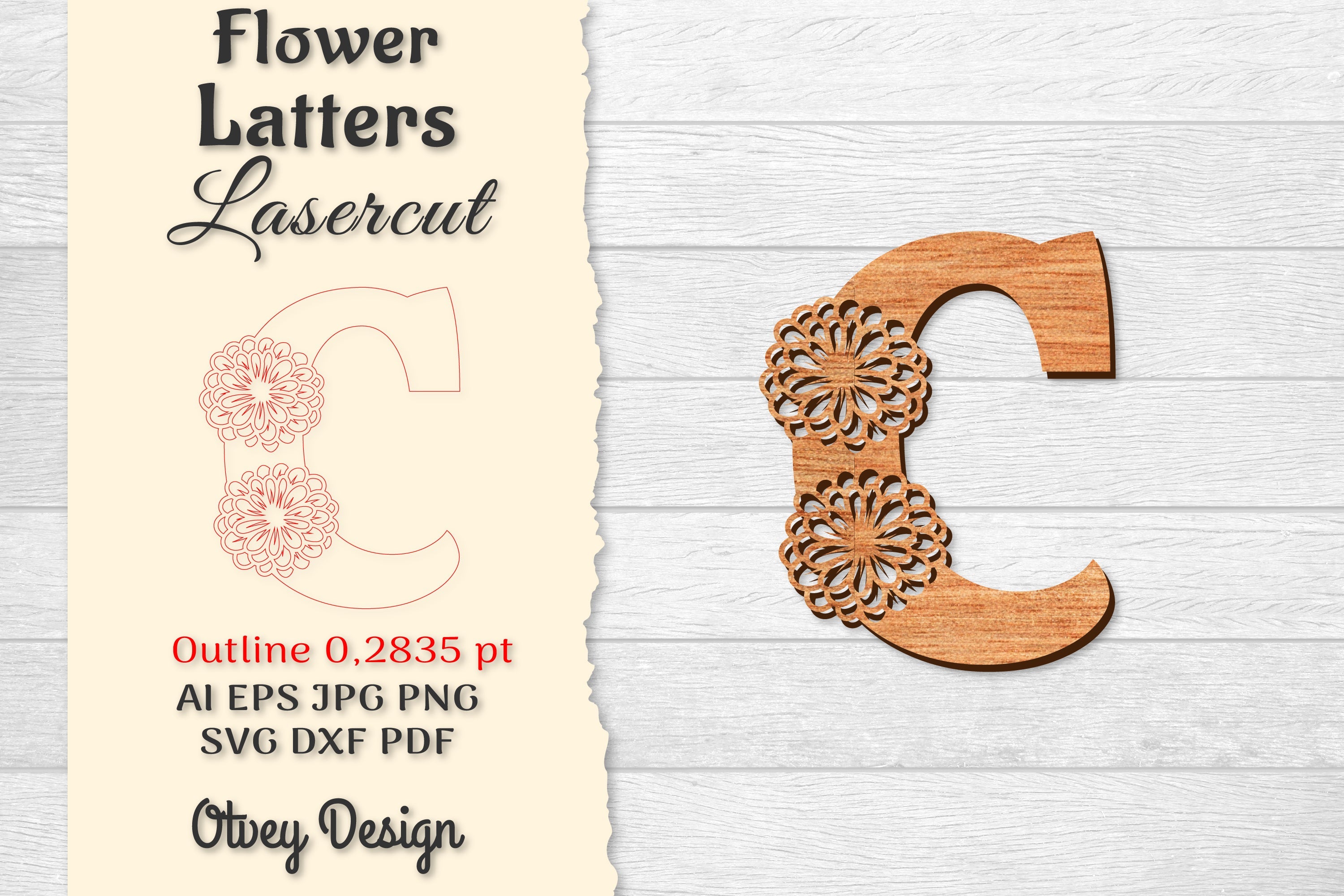 Flower Letters Laser Cut SVG Bundle 38 - CraftNest - Digital Crafting and Art